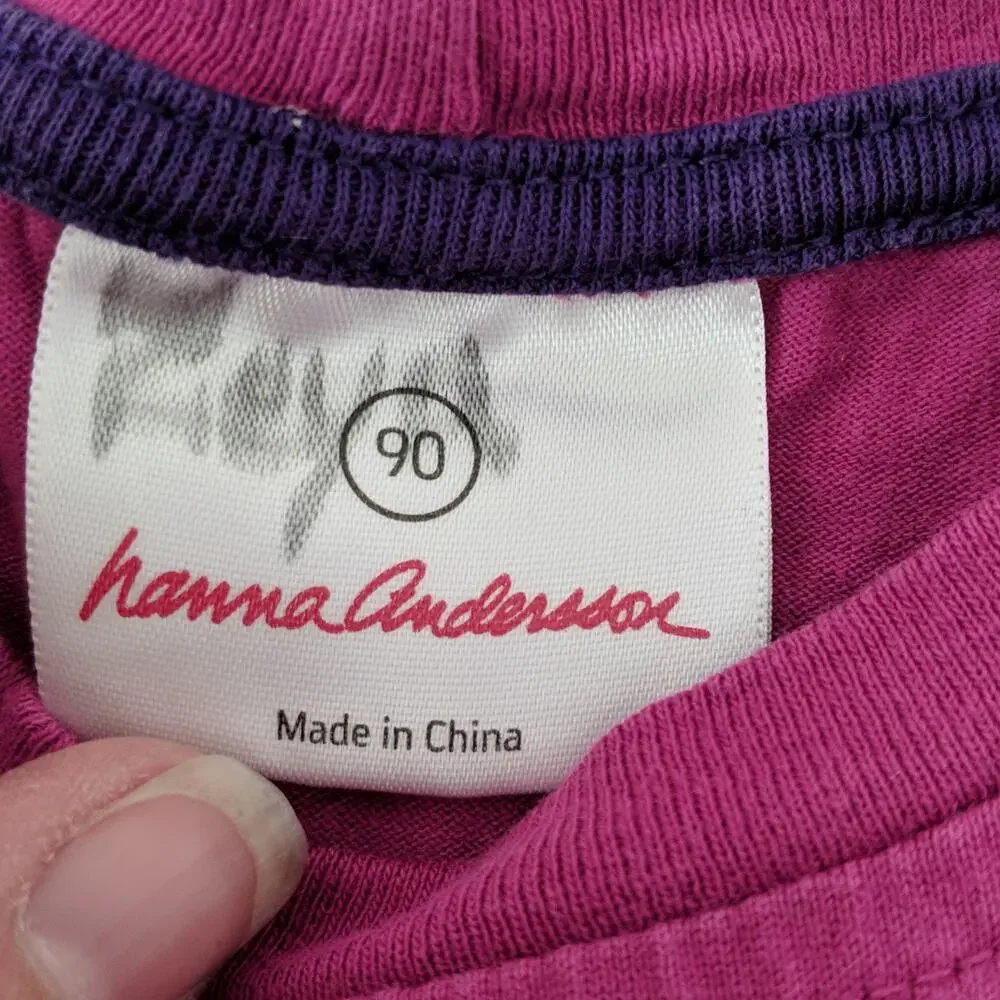 Hanna Andersson Girls Long Sleeve Tee Pink Purple Fox Foxes Top 90 US‎ 3